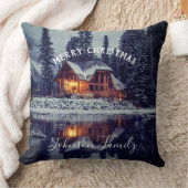 クリスマスウィンターキャビンバイザレイク クッション (ブランケット)