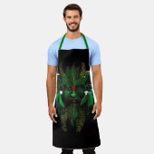 クリスマスウィンターグリーンマン エプロン (着用した状態)