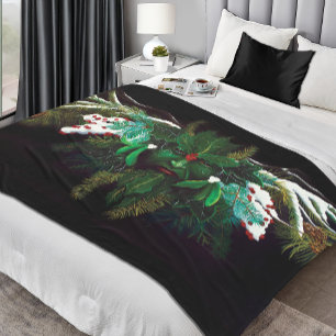 クリスマスウィンターグリーンマン フリースブランケット