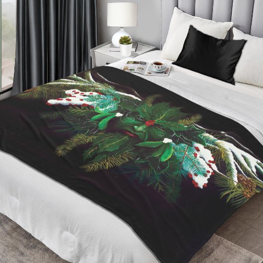 クリスマスウィンターグリーンマン フリースブランケット