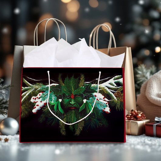 クリスマスウィンターグリーンマン ラージペーパーバッグ