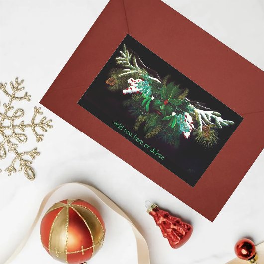 クリスマスウィンターグリーンマン 長方形シール