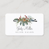 クリスマスウィンターグリーンリーボビーピンヘアサロン 名刺 (正面)