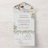 クリスマスウィンターグリーンリーレッド結婚(鳥)ショウジョウコウカンチョウ オールインワン招待状 (内側)