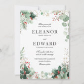 クリスマスウィンターグリーン結婚式招待状 招待状 (正面)