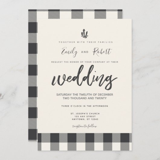 クリスマスウィンターグレーバッファロープレイ結婚ズ 招待状 (正面/裏面)