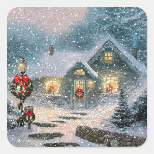 クリスマスウィンターコテージ スクエアシール (正面)