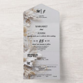 クリスマスウィンターシルバーフラワーヴィンテージウェディング オールインワン招待状 (内側)