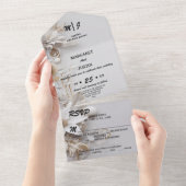 クリスマスウィンターシルバーフラワーヴィンテージウェディング オールインワン招待状 (貼ってはがせる)