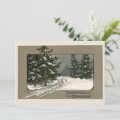 クリスマスウィンターシーンのグリーティングカードのウサギ (スタンド正面)