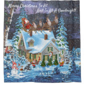 クリスマスウィンターシーンをパーソナライズSanta Sleigh Sh シャワーカーテン (正面)