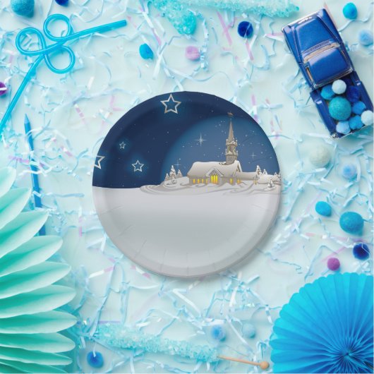 クリスマスウィンターシーンスターリーナイト紙プレート ペーパープレート (パーティー)