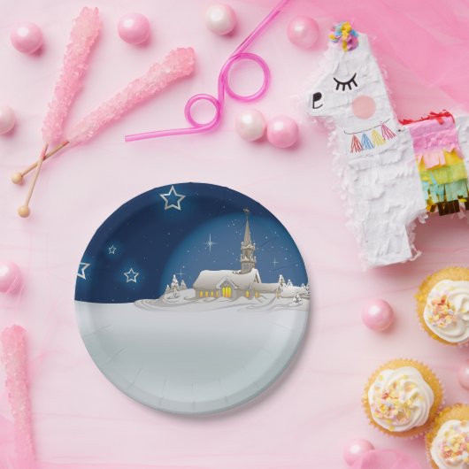 クリスマスウィンターシーンスターリーナイト紙プレート ペーパープレート (パーティー)