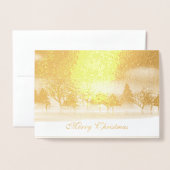 クリスマスウィンターシーン 箔カード (封筒付き正面)