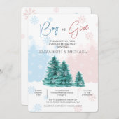 クリスマスウィンタージェンダーリビールパーティの招待状 招待状 (正面/裏面)