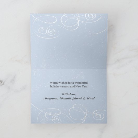 クリスマスウィンタースケートで滑る雪だるまファミリー名 シーズンカード (内部)