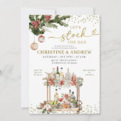 クリスマスウィンターストックザバーカップルのシャワー 招待状 (正面)