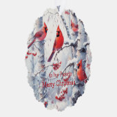 クリスマスウィンタースノーツリーズ（鳥）ショウジョウコウカンチョウの親 オーナメントカード (右)