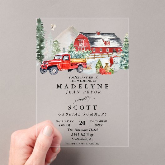 クリスマスウィンタースノーバーンドリーウェディング アクリル招待状 (インサイチュ (ポータブル))