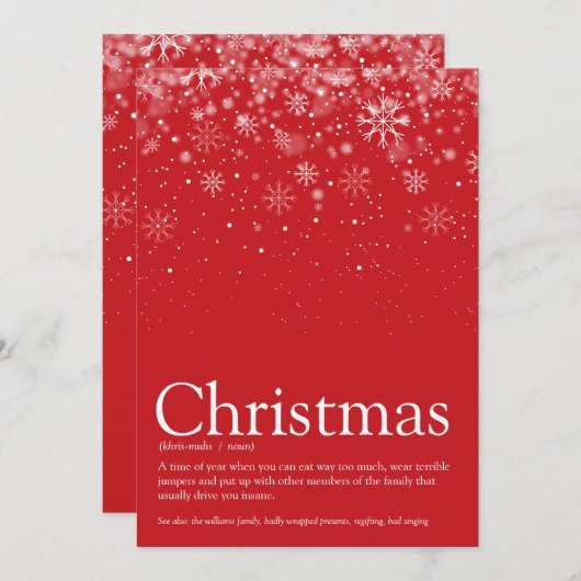 クリスマスウィンタースノーフレークのおもしろい定義 シーズンカード (正面/裏面)