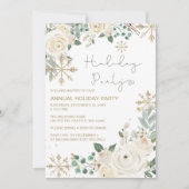 クリスマスウィンタースノーフレークスホリデーパーティー 招待状 (正面)