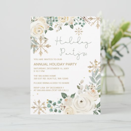 クリスマスウィンタースノーフレークスホリデーパーティー 招待状 (スタンド正面)