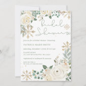 クリスマスウィンタースノーフレークフローラブライダルシャワー 招待状 (正面)