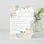 クリスマスウィンタースノーフレークフローラブライダルシャワー 招待状 (スタンド正面)