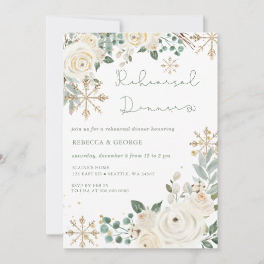 クリスマスウィンタースノーフレークリハーサルディナー 招待状 (正面)