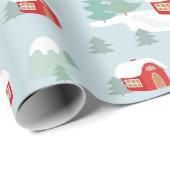 クリスマスウィンタースノーレッドキャビン |休日 ラッピングペーパー (ロールコーナー)