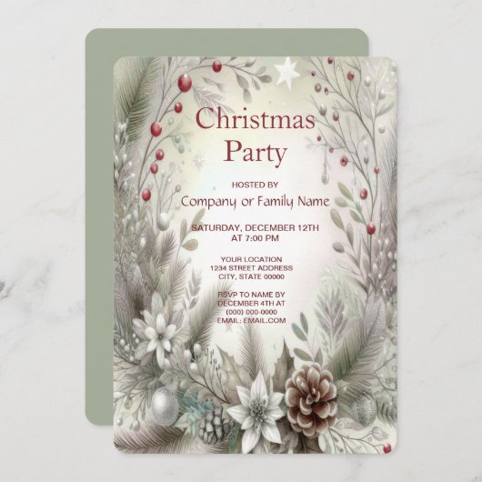 クリスマスウィンタースペシャルパーティーのご招待 招待状 (正面/裏面)