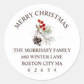 クリスマスウィンタースリグコーンベリー差出人住所 ラウンドシール (正面)