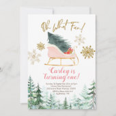 クリスマスウィンターズライオーwhatおもしろいファースト誕生日 招待状 (正面)