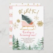 クリスマスウィンターズライオーwhatおもしろいファースト誕生日 招待状 (正面/裏面)