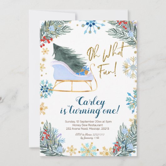 クリスマスウィンターズレーOh Whatおもしろいボーイ 招待状 (正面)