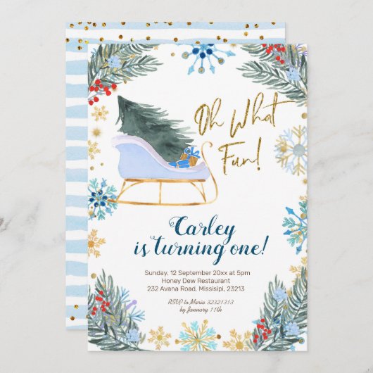 クリスマスウィンターズレーOh Whatおもしろいボーイ 招待状 (正面/裏面)