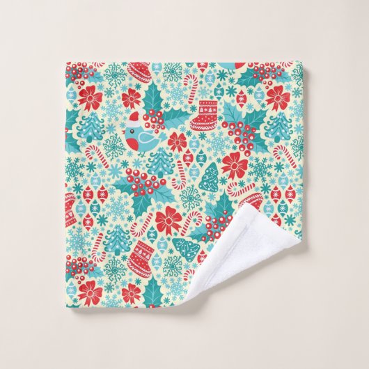 クリスマスウィンターソングバード バスタオルセット (ウォッシュタオル)