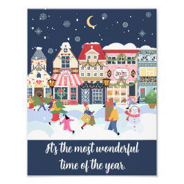 クリスマスウィンタータウンビレッジ引用文 フォトプリント           