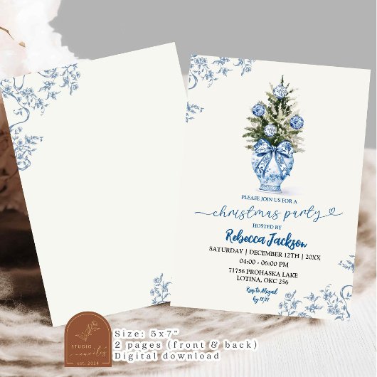 クリスマスウィンターチャイノアイセリーホリデーパーティー 招待状