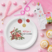 クリスマスウィンターテディベアレッドスカーフ ペーパープレート (パーティー)