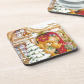 クリスマスウィンターテディベア コースター (左側)