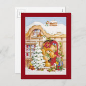 クリスマスウィンターテディベア シーズンポストカード (正面/裏面)