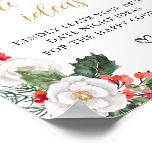 クリスマスウィンターデイトナイトブライダルシャワーサイン ポスター (角)