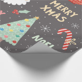 クリスマスウィンターナイトお洒落おもしろいホリデー ラッピングペーパー (角)