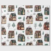 クリスマスウィンターニーボールかわいい家 ラッピングペーパー (フラット)