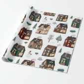 クリスマスウィンターニーボールかわいい家 ラッピングペーパー (アンロールド)