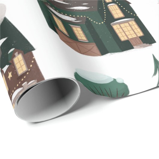クリスマスウィンターニーボールかわいい家 ラッピングペーパー (ロールコーナー)