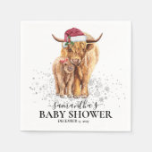 クリスマスウィンターハイランド牛ふくらはぎ赤ちゃんシャワー スタンダードカクテルナプキン (正面)