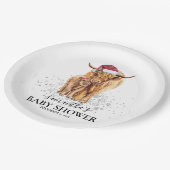 クリスマスウィンターハイランド牛ふくらはぎ赤ちゃんシャワー ペーパープレート (アングル)