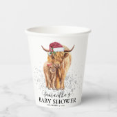 クリスマスウィンターハイランド牛ふくらはぎ赤ちゃんシャワー 紙コップ (正面)